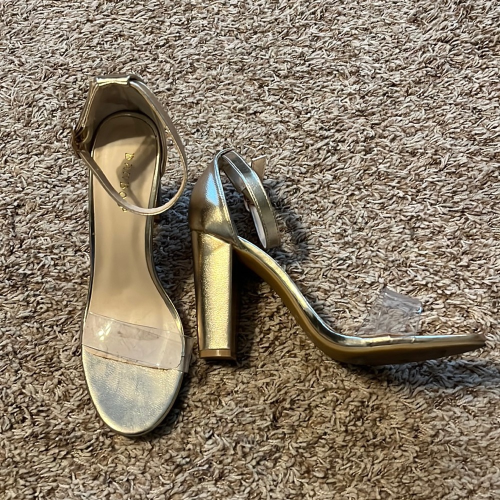 Gold Metallic Strappy Heels